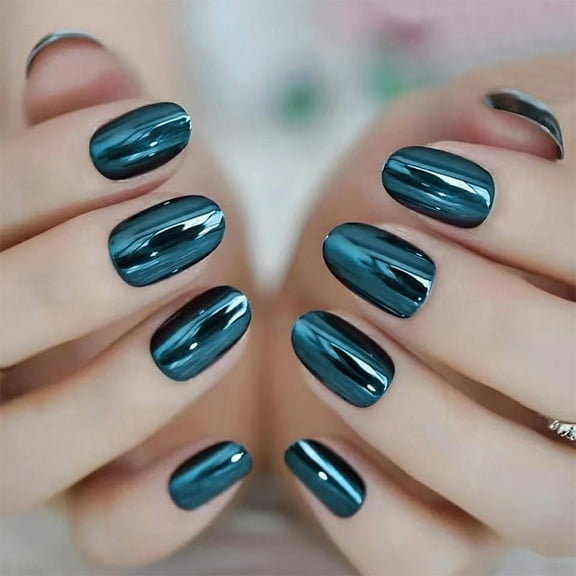 Removable Wear Armor Finished Aurora Nail Tip Deep Blue Color