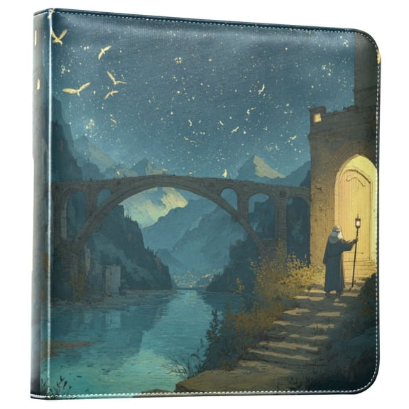 Photo Album Leather Photo Album Bookshelf Photo Albums Scrapbooking Albums Durable and Fashionable Old Man Bridge River Scene