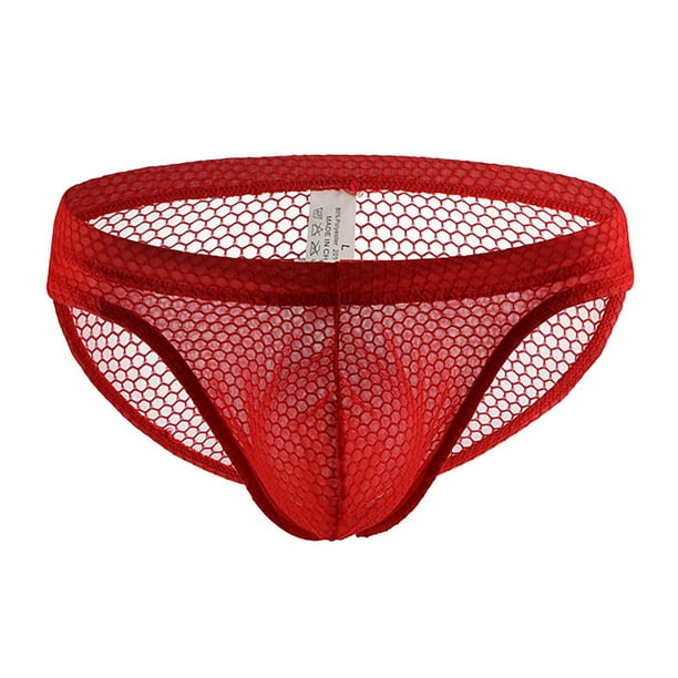 BIZIZA Pouch Underwear for Men Mesh Low Rise See Through Fishnet Briefs ...