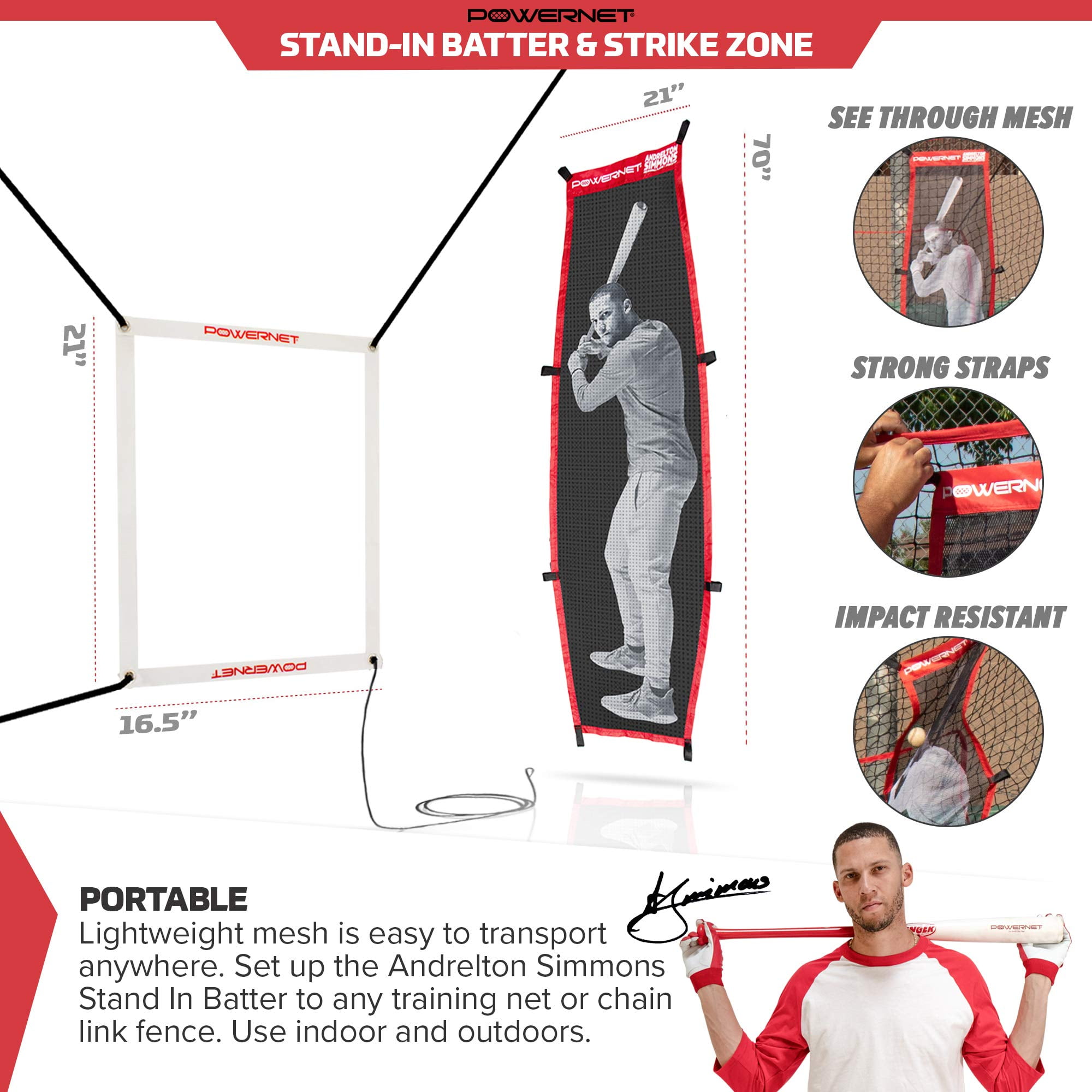 PowerNet Stand-in Batter & Strike Zone, Pitching Aid Attachments for Softball & Baseball Net, Improve Pitching Accuracy, Baseball Equipment for Pitching (Stand-In Batter & Strike Zone)