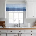 thumbnail image 3 of Navy Blue Ombre Valance Curtains for Kitchen/Living Room/Bathroom/Bedroom Window, Rod Pocket Small Topper Half Short Window Curtains Voile Sheer Scarf, Modern Abstract Art Ocean Oil Painting 54"x18", 3 of 8