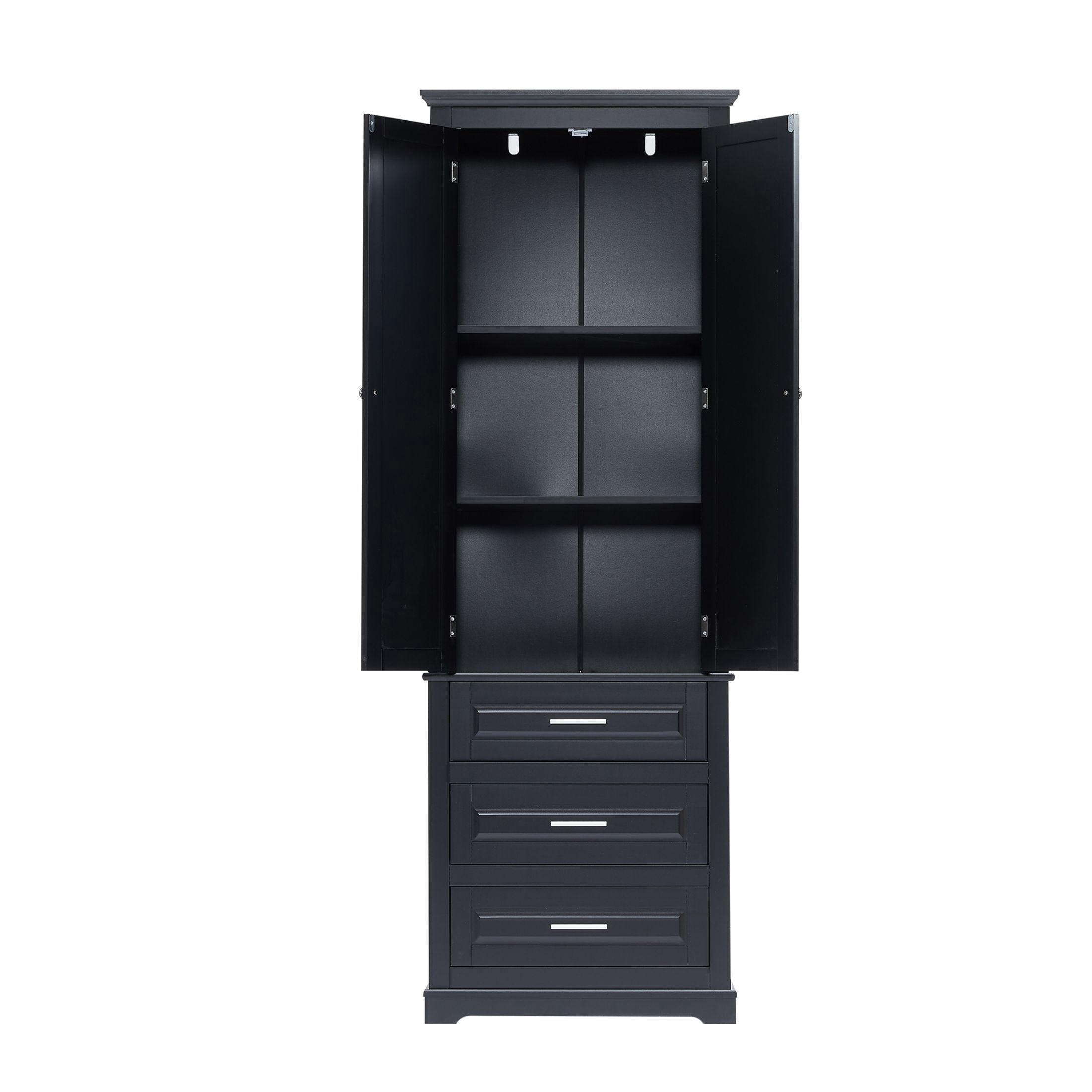 DEALTOPS Stylish Spacious Storage Cabinet with 3 Drawers and Adjustable Shelf for Bathroom, Living Room, Black