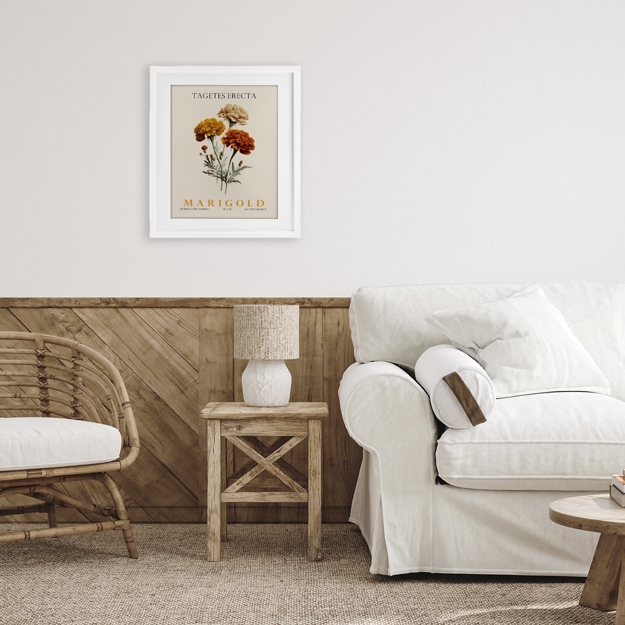 Stupell Industries Natural Marigold Bundle White Framed Print Under Glass, design by Christopher Giampietro