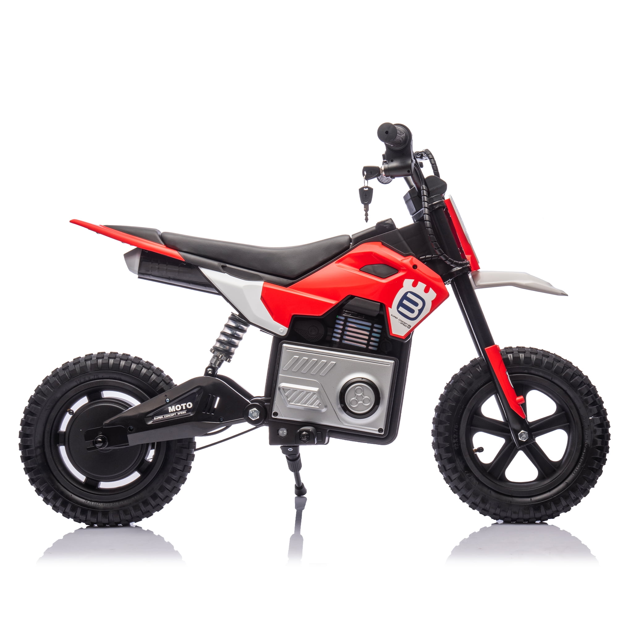 AJOOSOS 24V Kids Electric Dirt Bike, 200W Ride On Motocross Motorcycle for Kids Ages 5-12, 9 mph Max Speed, Bluetooth & Music, Red