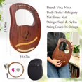 thumbnail image 4 of VixxNoxx Lyre Harp, 16-String Mahogany Lyra Harp Kit, Stringed Musical Instruments with Tuning Wrench Bag Instructions Extra Strings for Beg, 4 of 8