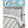 thumbnail image 4 of Blue Striped Summer Quilt Set Full Size, Soft Microfiber Quilted Bedding Set with 2 Pillow Shams, Modern Stripes Farmhouse Lightweight All Season Bedspread Coverlet for Bedroom 78"x90", 4 of 6