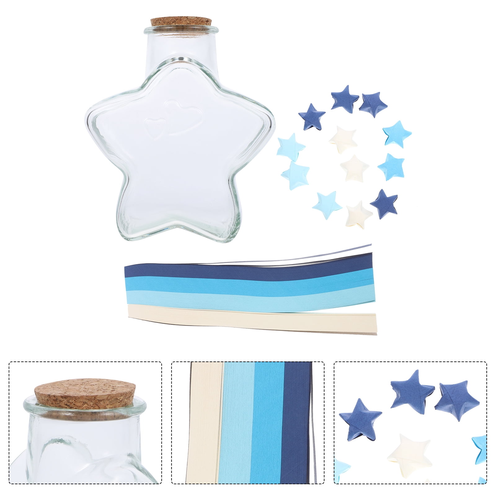 LOLIPPYY Origami Star Paper Strips Set with Storage Bottle for Crafting Lucky Paper Folding Kit