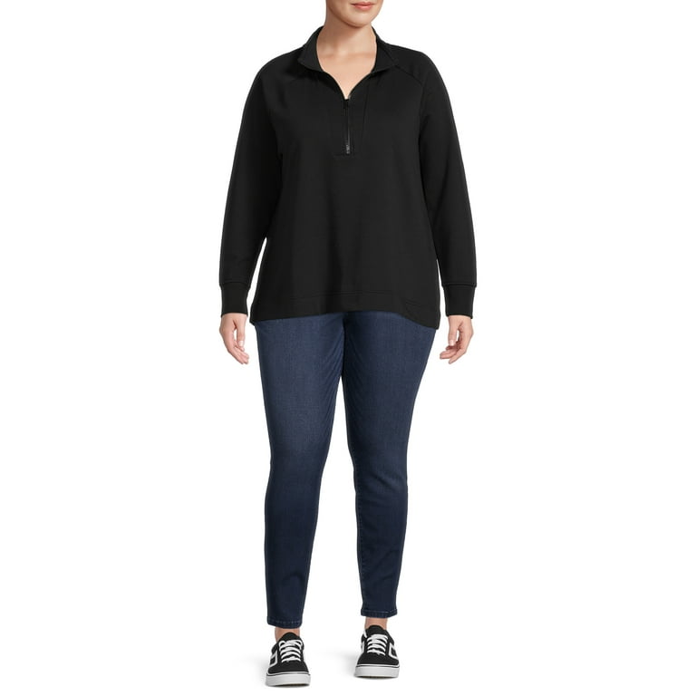Terra Sky Women s Plus Size Quarter Zip Sweatshirt Walmart