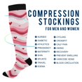 thumbnail image 4 of Haosy Compression Socks for Men Women Knee High Running Socks for Nurse Hiking Recovery Travel Athletic 2 Pairs Wavy Lines and Heart, 4 of 9