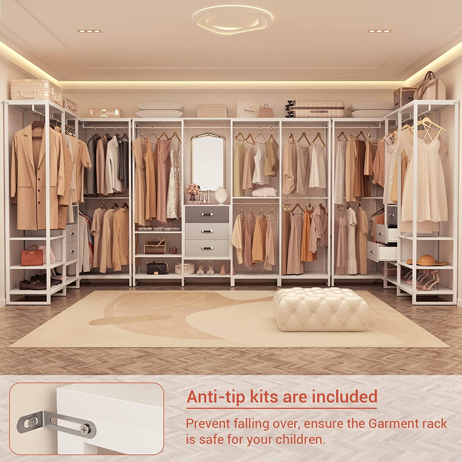 High Tall Closet System, Walk In Wardrobe Closet With 4 Rattan Drawers —  Brother's Outlet