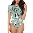 thumbnail image 1 of Junzan Justaucorps à Manches Courtes Col Rond Imprimé Chiot pour Femmes, T-shirt Mode Aguichant une Pièce Col Rond Justaucorps Aguichant pour Sortir-TG, 1 of 7