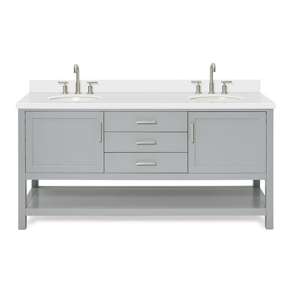 Ariel R073dwqovo Bayhill 72" Free Standing Double Basin Vanity Set - Grey / Pure White Top