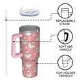 thumbnail image 4 of Pink Christmas Santa Pattern Tumbler with Handle and Lid,40oz Double Wall Vacuum Insulated Tumbler,Cups Gift for Women and Men, 4 of 7