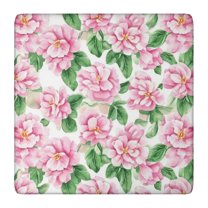 Pioneer Flower Floral Print Pattern Square Fitted Tablecloth with Elastic Edge,Square Table Cover,Washable Elastic Table Cover for Home Kitchen Party Decor 36"x36"