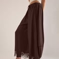 thumbnail image 5 of WGRFFH Women's Cropped Lace-Hem Pants,High Waisted Drawstring Wide Leg Pants Summer Boho Casual Lightweight High Rise Lounge Trousers with Pockets,Ruffle Flowy Beach Vacation Barrel Palazzo Coffee M, 5 of 8