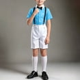 thumbnail image 2 of Pretxorve Kids Boys Short Sleeve Set Solid Collared Shirt Top Lace Suspender Pants Performance Outfits 3-18Y, 2 of 5