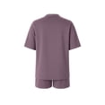 thumbnail image 6 of Womens Oversized Loungewear Two Piece Outfits Casual Lounge Shorts Sets Baggy Summer Short Sleeve Plain Matching Set Purple, 2XL, 6 of 7