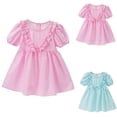 thumbnail image 1 of NJDVHB Robe d'Été pour Tout-Petit, Robe de Plage pour Fillette, Robe de Fête pour Filles, Robe Unie à Manches Courtes pour Enfants, Robe Décontractée à Col Rond, Rose, 120, 1 of 5