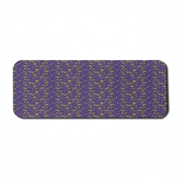 Floral Computer Mouse Pad, Surreal Illustration with Botany of Branches Leaves Swirls Curlicue Design, Rectangle Non-Slip Rubber Mousepad Large, 31" x 12" Gaming Size, Quartz and Yellow, by Ambesonne