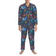 thumbnail image 3 of Salouo Marine Inhabitants Print Button-Front Long Sleeve Pajama Set for Men, Soft 2Pjs Men's Long Sleeve Sleepwear-Small, 3 of 7