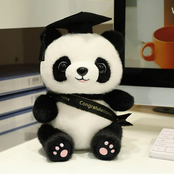 Gmogad Graduation Ribbon Bear Doll - Soft Plush Toy Gift for Graduates with Doctoral Hat - No Shedding, 25cm Size & Cute Keepsake for Students