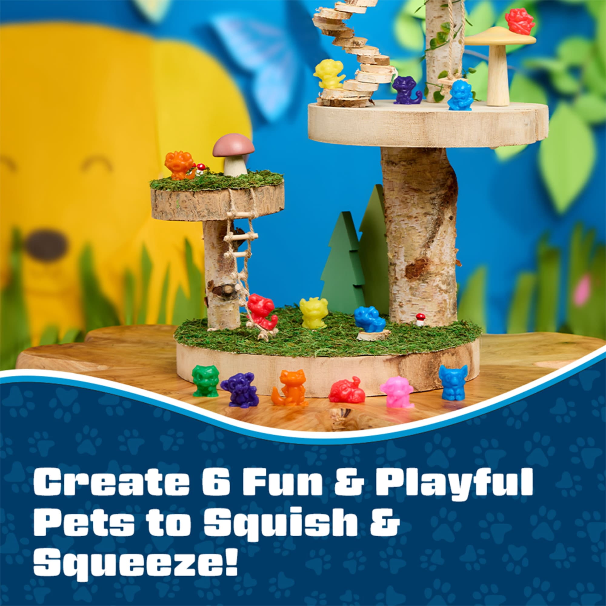 (4 pack) Elmer's Squishies Minis, DIY Miniature Squishy Toys, Arts and Crafts for Kids, Creates 6 Zoo Characters