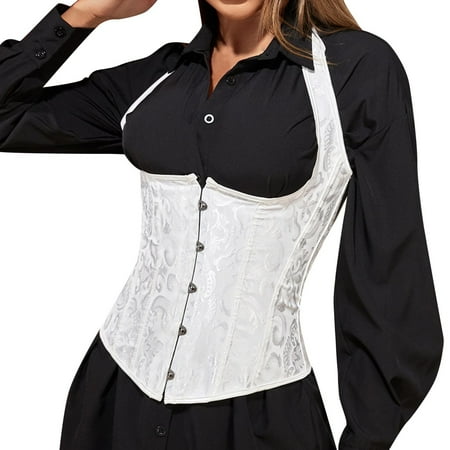 

PEASKJP Waste Trainer Women Bustier Corset Top Zipper Eyelet Lace Up Floral Print Push Up Crop Tops Vintage Tank Large