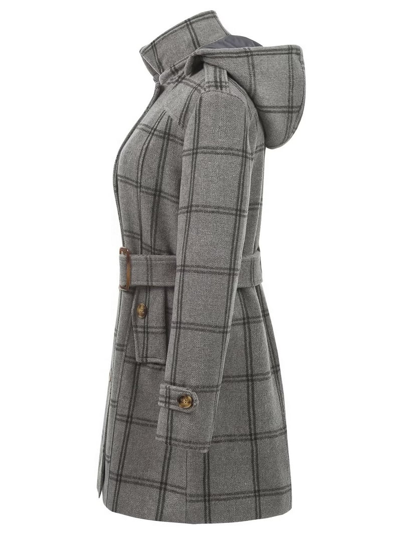 Chrisuno Women Swing Wool Pea Coat Winter Long Overcoat Jacket