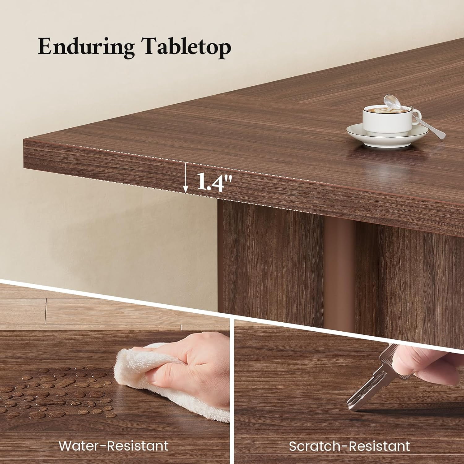 63 Inch Executive Desk with Power Outlet, Modern Computer Office Desks, Large Laptop Desk Writing Table Workstation Business Furniture for Home Office, Brown