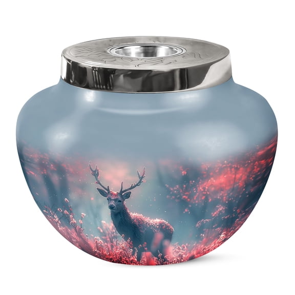 JAGSHASHI Enchanted Deer Grove Human Cremation Urn - Urns For Ashes - Burial Urn Adult Human - Urn For Adult Ashes - Cremation Urn For Adult Men & Women - Large Urn - 7 Inch