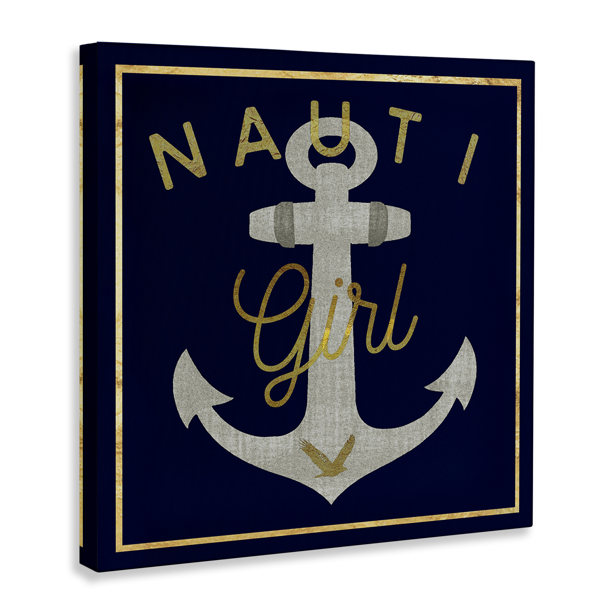 Stupell Industries Nauti Girl with Anchor Novelty & Humor Painting Wrapped Canvas Art Print Wall Art, 36 x 36