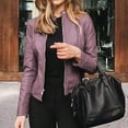 thumbnail image 1 of SJJYV Slim Fit Leather Jacket Women, Classic Moto Biker Pu Autumn & Winter Basic, 1 of 5