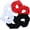 Black-White-Red, variant on Motique Accessories Large Solid Hair Scrunchie for Adult Female and Girls-Set of 6-Black White Red