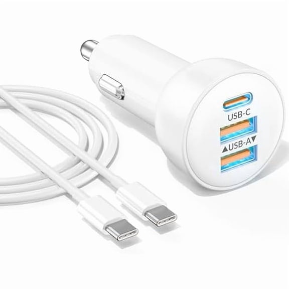 Quyaojz 3-Port USB C Car Charger for iPhone 17/17e/16/16e/15 Plus, 70W Fast Charging USB-C&A Car Charger and USBC Cable for iPad, Pixel, Android Accessories Cigarette Lighter Adapter
