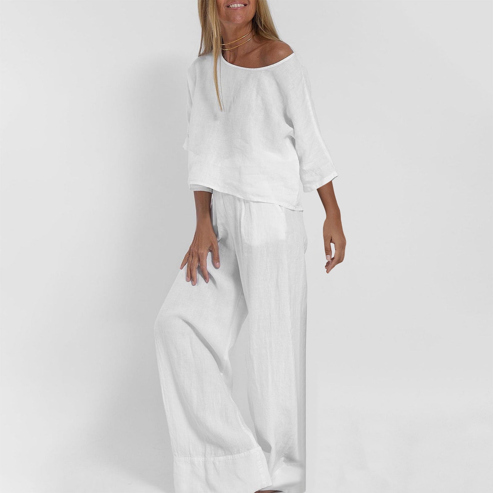 UPPADA Womens Two Piece Sweatshirts Set 2 Piece Long Sleeve Zip Up Tops Casual Loose Pant Outfits Set Ladies 2 Piece Pants Sets Casual Spring Lounge Set White,XXL