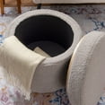thumbnail image 5 of Linon Primrose Storage Ottoman Stool, Natural Finish with Light Gray Sherpa Fabric, 5 of 8