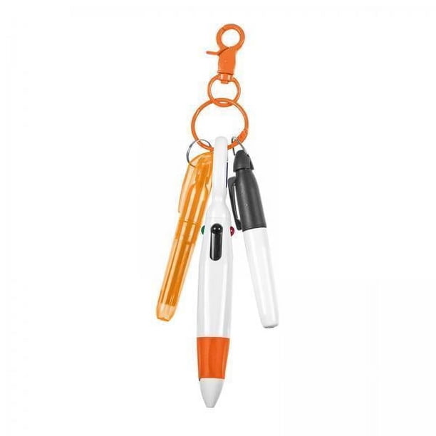 4 Bolígrafos Con Mosquetón, Regalo Para El Día De , Bolígrafo Multiusos Retráctil, Color Naranja