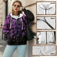 thumbnail image 6 of COEQINE Full Zip Up Jacket Oversized Fashion Sweatshirts Long Sleeve Women's Hoodie with Pockets Y2K Bat Purple Print Drawstring Casual Wear, 4XL, 6 of 7