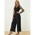 thumbnail image 2 of DARING DIVA Women's V Neck Mesh Long Sleeve Wide Leg Romper Jumpsuits 2XL Black, 2 of 6
