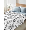 thumbnail image 4 of Ocean Conch Nautilus California King Size Flat Sheet, Wrinkleproof & Fadeproof Cooling Flat Bed Sheet Only, White Black Coastal Beach Shell Breathable Soft Bedding Top Sheets 108 x 98 Inches, 4 of 8