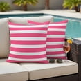 thumbnail image 4 of Pink Striped Outdoor Waterproof Pillow Covers, Modern Simple Monochrome Geometric White Decorative Square Throw Pillowcase Sofa Cushion Sham for Patio/Couch/Chair, 24"x24" 2 Pack, 4 of 8