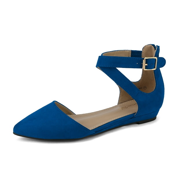 light blue flats with ankle strap
