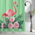 thumbnail image 2 of Flamingo Shower Curtain, 36" x 72", Pink Flower Leafs Plants Watercolors Green Waterproof Bathroom Curtain Washable Shower Curtain Set with 12 Hooks, 2 of 8