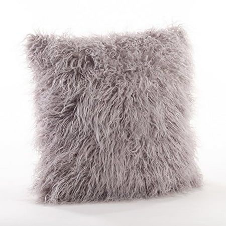

Fennco Styles Decorative Faux Mongolian Fur Throw Pillow (Fog 22 x22 )