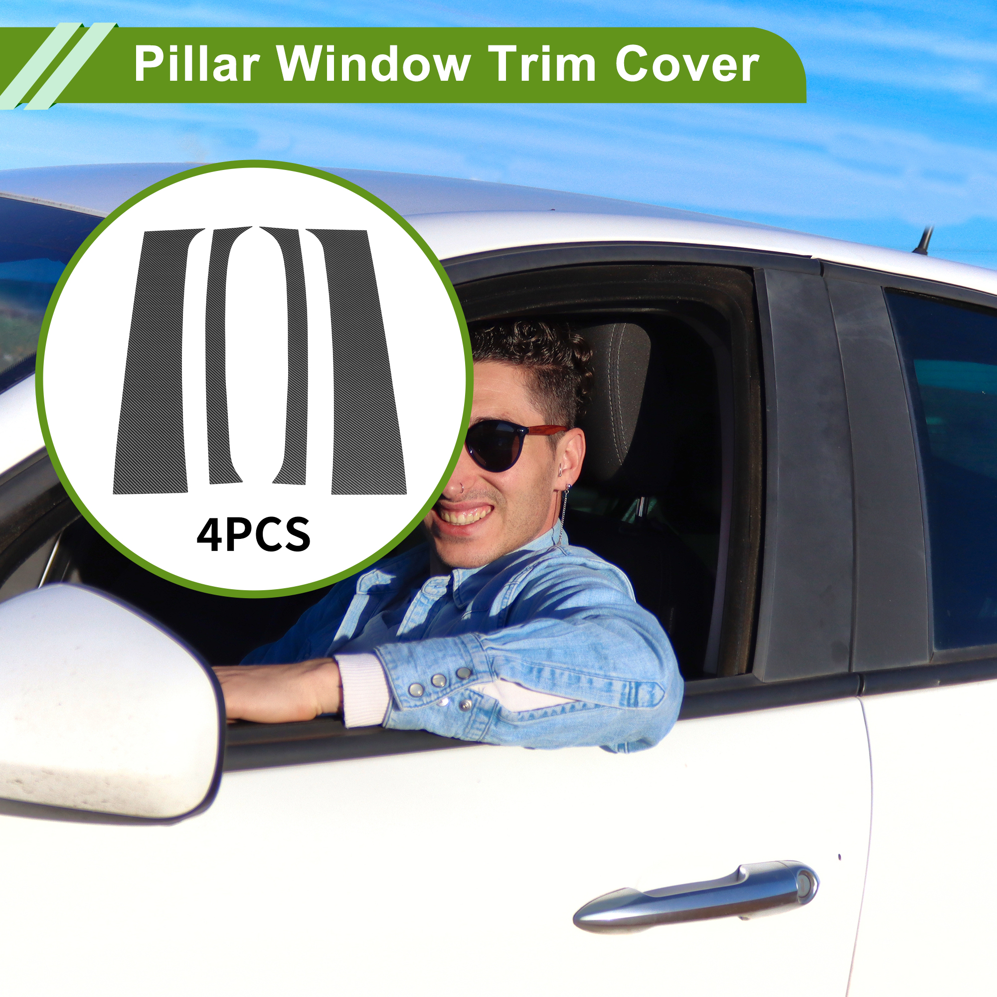 Unique Bargains 4Pcs Anti Scratch Sticker Window Trim For Dodge 1994-2001 Carbon Fiber