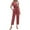 Red, variant on Kmdttou Summer Clearance! Summer Sleeveless V-neck Solid Color Straight Leg High Waisted Lace Up Jumpsuit on Clearance!