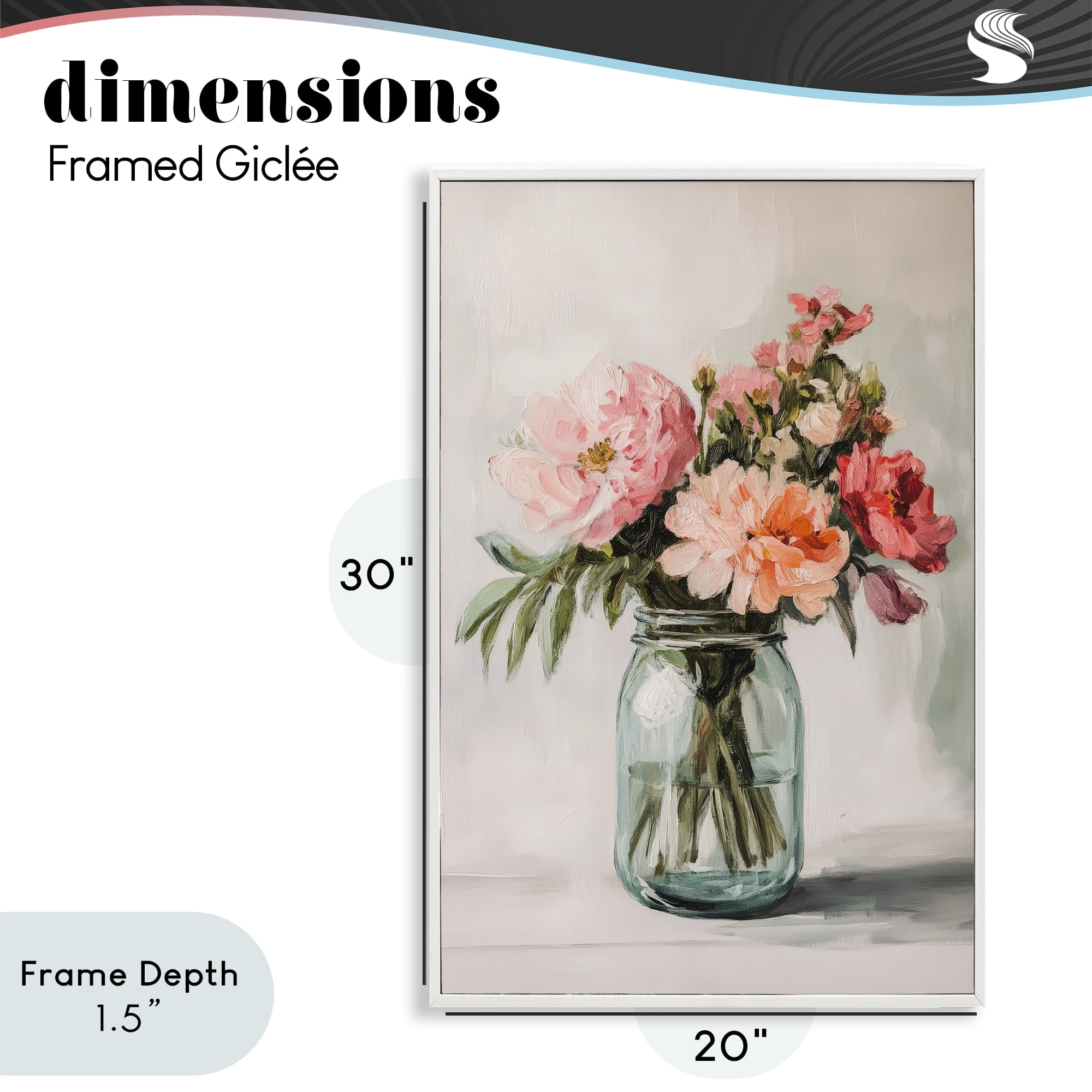 Stupell Industries Pink Flower Stems in Jar White Framed Giclee Art, design by Petal Prints Design