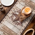 thumbnail image 4 of Table Runner - 72 Inch Long, Texas Star Vintage Kitchen Dining Table Runner Dresser Scarves, Brown Retro Art Red Berry Wooden Farmhouse Decor for Coffee Tables Wedding Party Banquet, 4 of 8