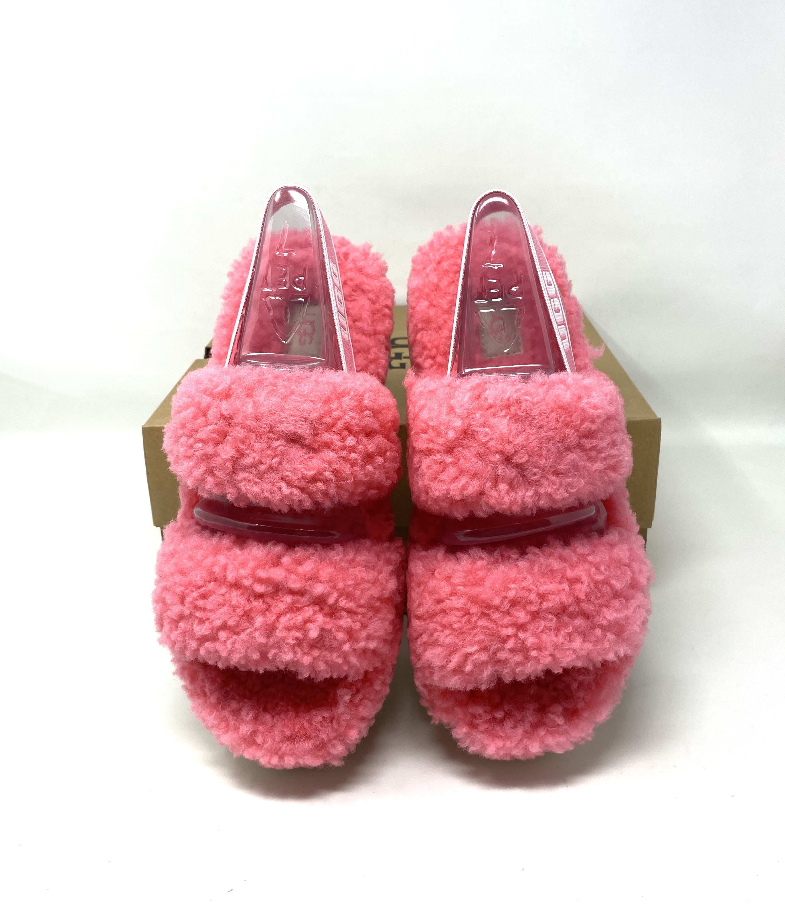 UGG Fluffita Oh Yea Pink Rose Sheepskin Fur Slippers Slides Sandals Sz 6  NIB