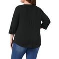 thumbnail image 4 of DARING DIVA Women's Plus 3/4 Sleeve Crochet Lace Detail Blouse Tunic Shirt 1X Black, 4 of 6